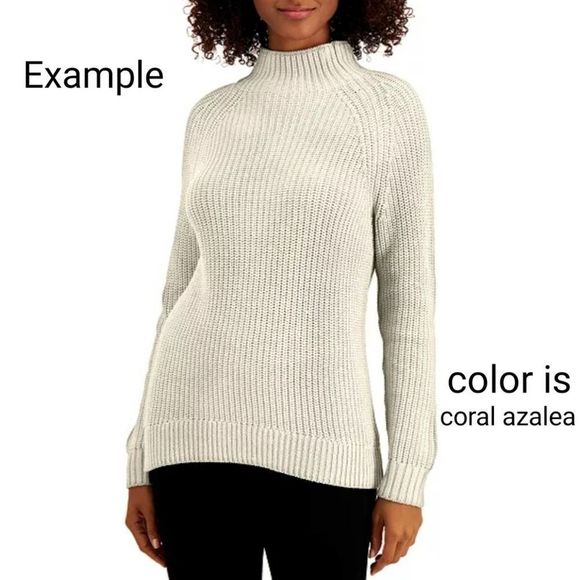 Style & Co Cotton Mock Neck Sweater Coral XS - Picture 8 of 8